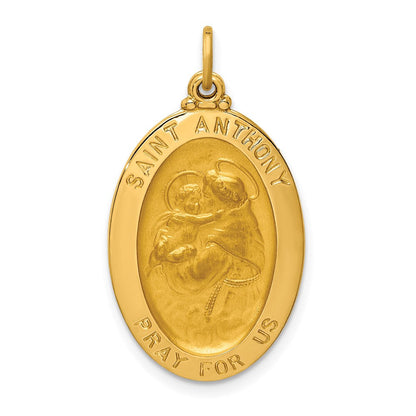 14K Gelbgold Massiv Poliert/satin Oval St. Anthony Medaille