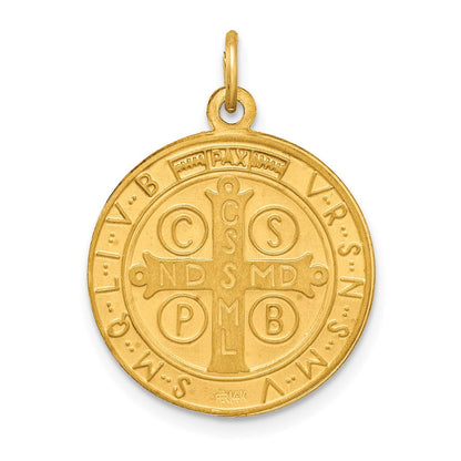 14K Gelbgold Massiv Poliert/satin Rund Wendbar St. Benedict Medaille
