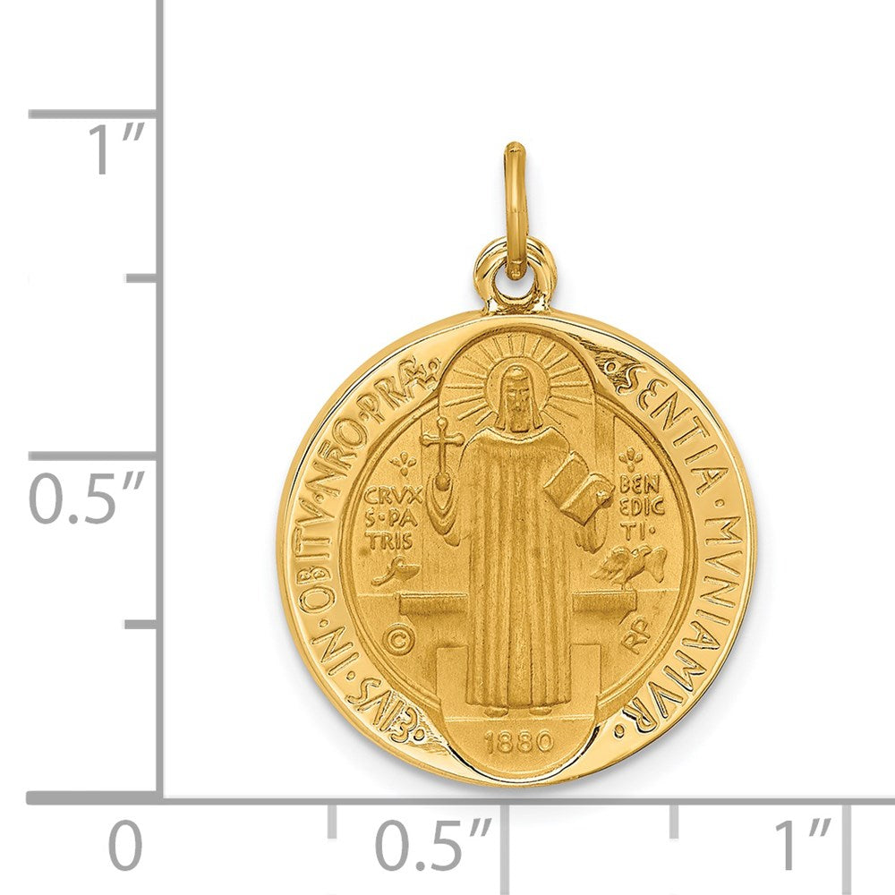 14K Gelbgold Massiv Poliert/satin Rund Wendbar St. Benedict Medaille