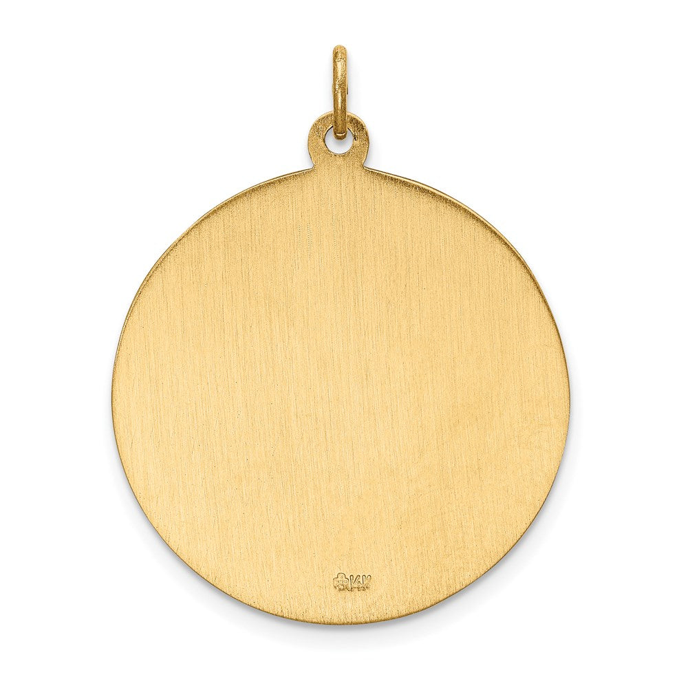 14K Gelbgold Massiv Poliert/satin Groß Rund St. Christopher Medaille
