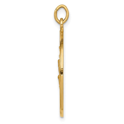 14K Gelbgold Massiv Poliert/satin Mittel Rund St. Christopher Medaille