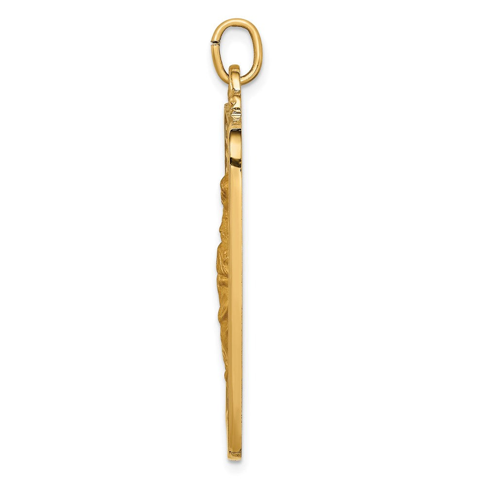 14K Gelbgold Massiv Poliert/satin Groß Rechteck St. Christopher Medaille