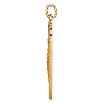 14K Gelbgold Massiv Poliert/satin Groß Rechteck St. Christopher Medaille