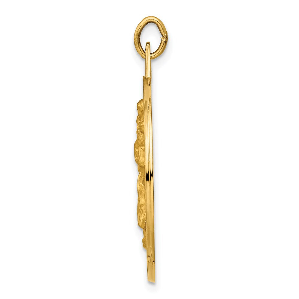 14K Gelbgold Massiv Poliert/satin Rund Ausgeschnitten St. Christopher Medaille
