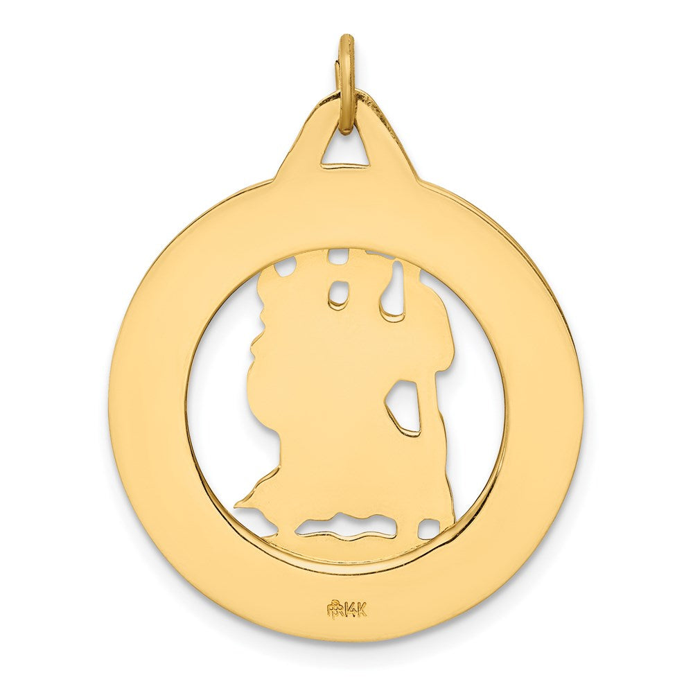 14K Gelbgold Massiv Poliert/satin Rund Ausgeschnitten St. Christopher Medaille