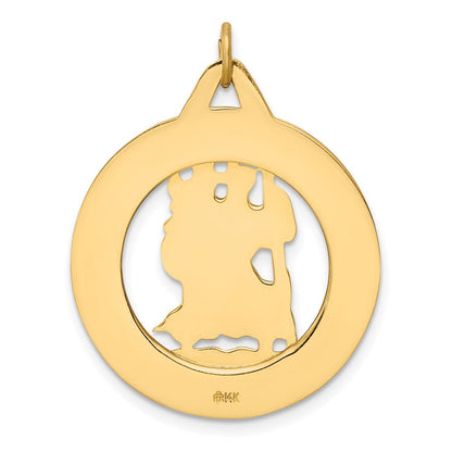 14K Gelbgold Massiv Poliert/satin Rund Ausgeschnitten St. Christopher Medaille