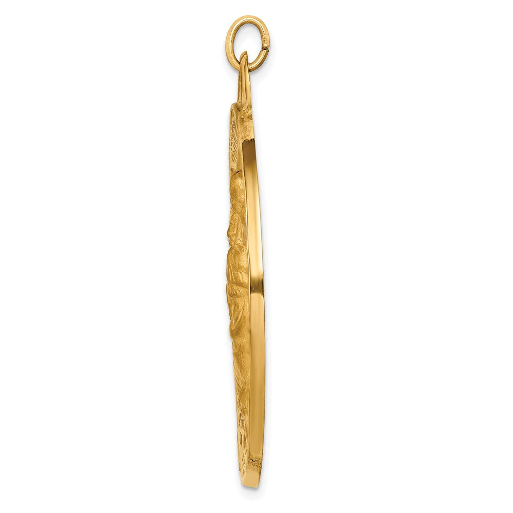 14K Gelbgold Massiv Poliert/satin Extra Groß Rund St. Christopher Medaille