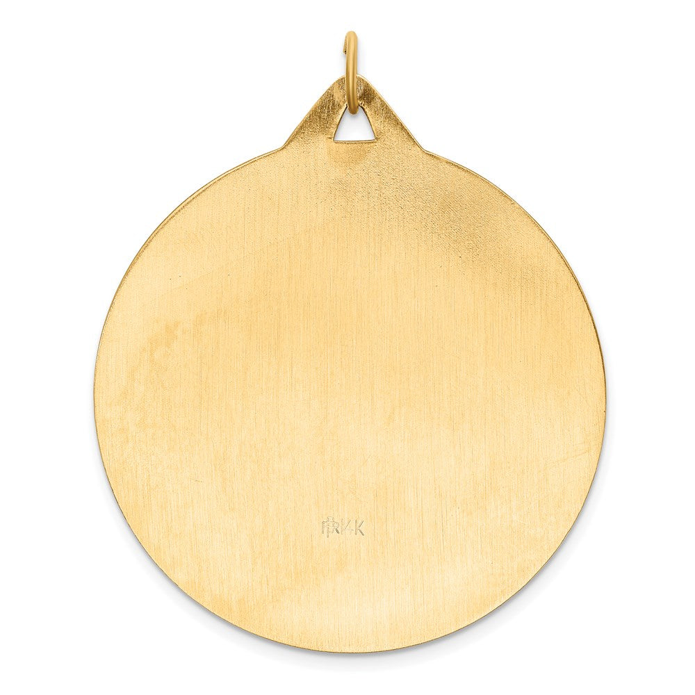 14K Gelbgold Massiv Poliert/satin Extra Groß Rund St. Christopher Medaille