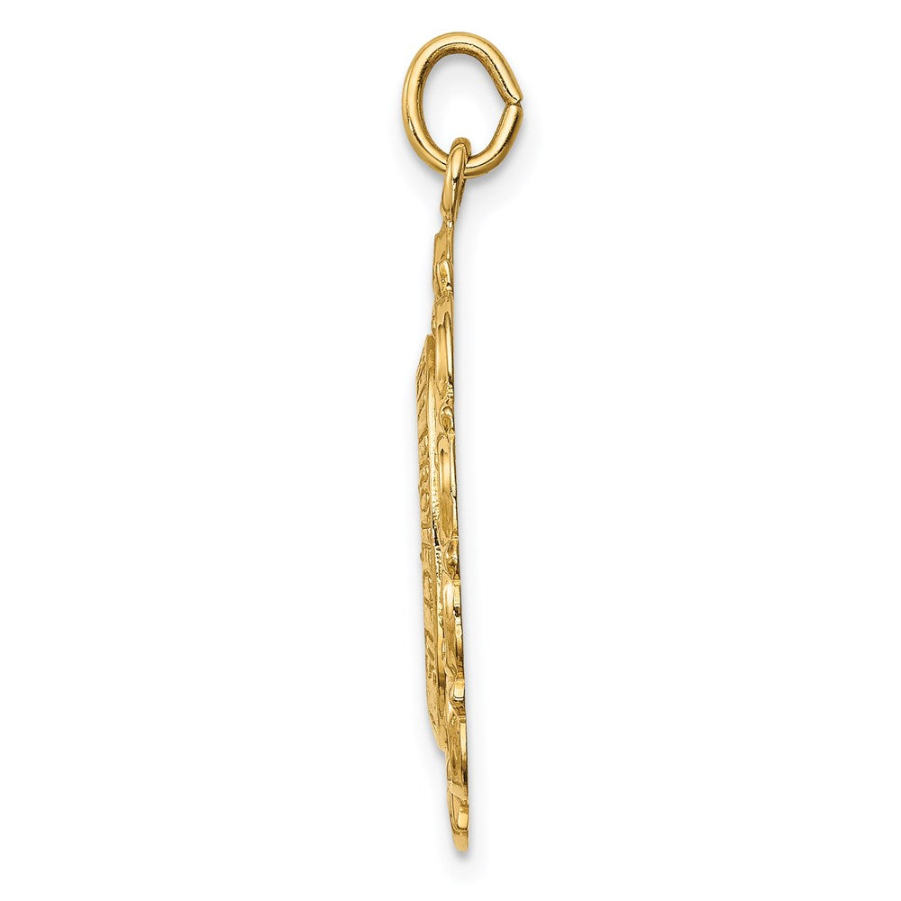 14K Gelbgold Massiv Poliert/satin Mittel Fantasie Durchbrochen Oval St. Christopher Medaille
