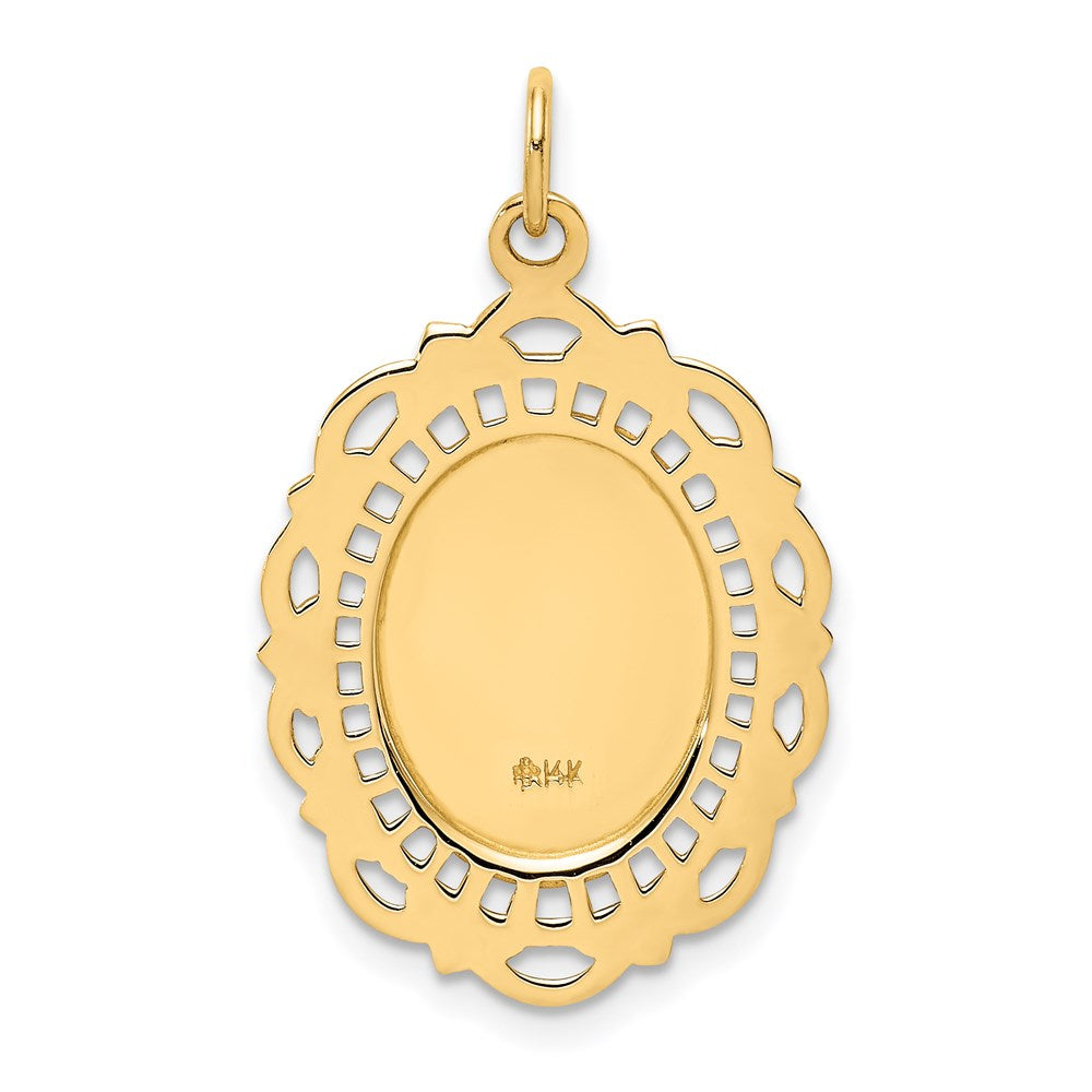 14K Gelbgold Massiv Poliert/satin Mittel Fantasie Durchbrochen Oval St. Christopher Medaille