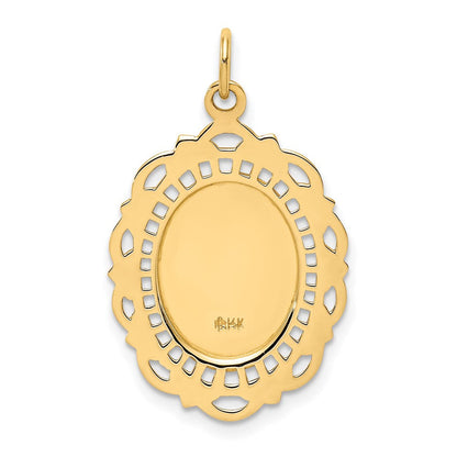 14K Gelbgold Massiv Poliert/satin Mittel Fantasie Durchbrochen Oval St. Christopher Medaille