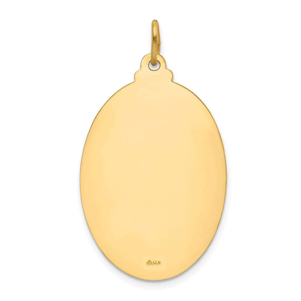 14K Gelbgold Massiv Poliert/satin Groß Oval St. Christopher Medaille