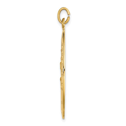 14K Gelbgold Massiv Poliert/satin Groß Oval St. Christopher Medaille