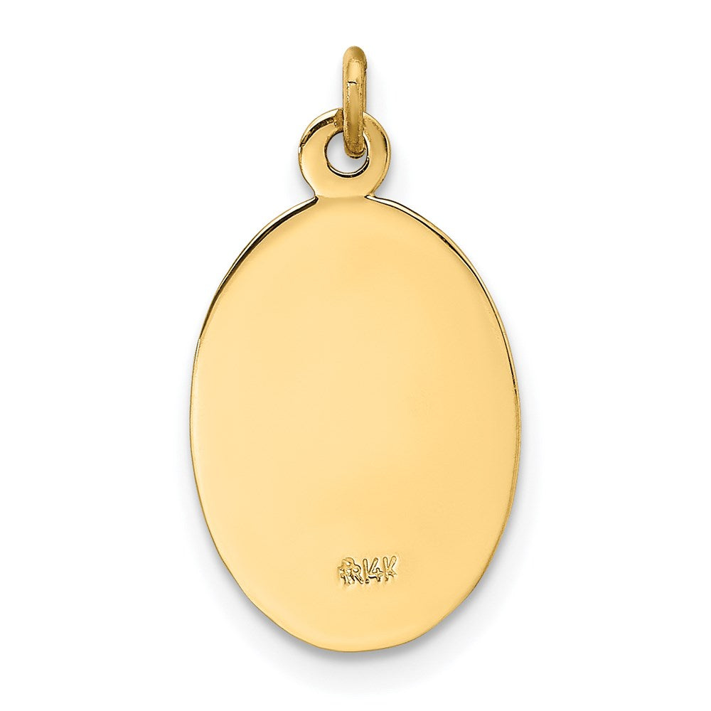 14K Gelbgold Massiv Poliert/satin Extra Klein Oval St. Christopher Medaille