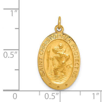 14K Gelbgold Massiv Poliert/satin Klein Oval St. Christopher Medaille