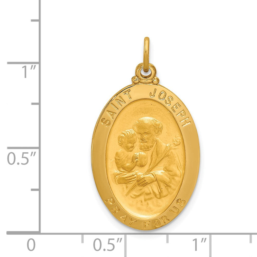 14K Gelbgold Massiv Poliert/satin Oval St. Joseph Medaille