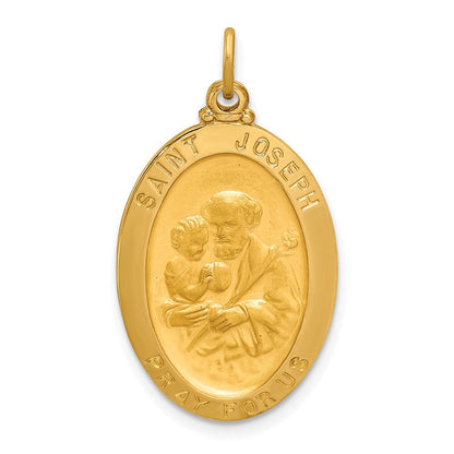 14K Gelbgold Massiv Poliert/satin Oval St. Joseph Medaille