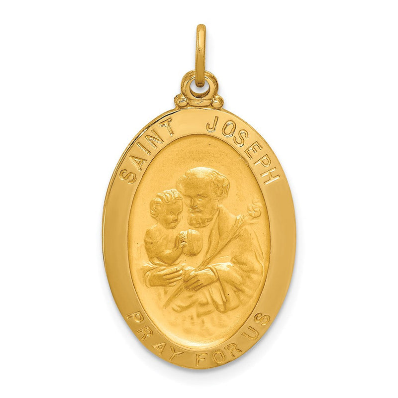 14K Gelbgold Massiv Poliert/satin Oval St. Joseph Medaille