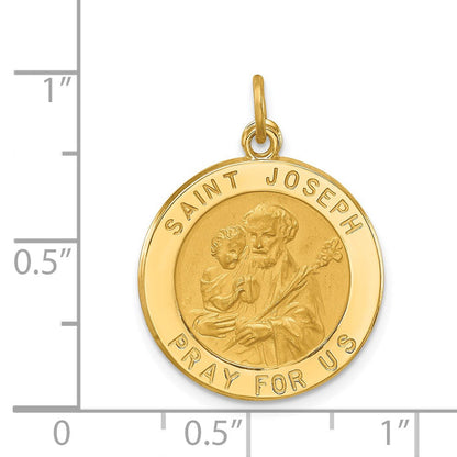 14K Gelbgold Massiv Poliert/satin Klein Rund St. Joseph Medaille