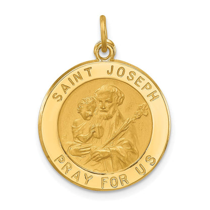 14K Gelbgold Massiv Poliert/satin Klein Rund St. Joseph Medaille