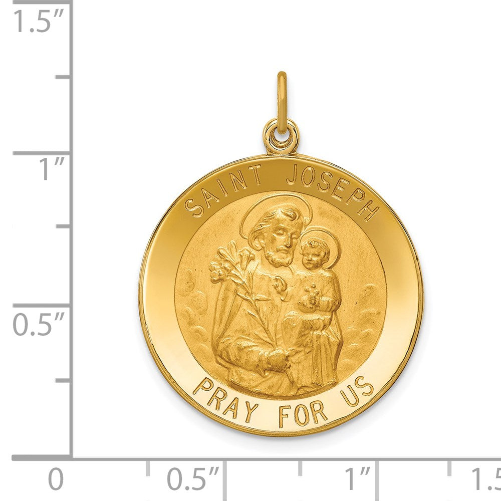 14K Gelbgold Massiv Poliert/satin Groß Rund St. Joseph Medaille