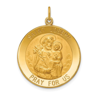 14K Gelbgold Massiv Poliert/satin Groß Rund St. Joseph Medaille