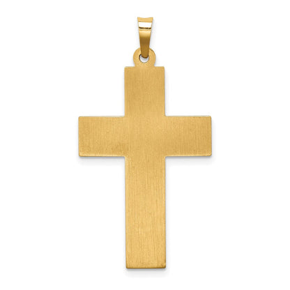 14K Gelbgold 14K Hohl Poliert Basketweave Design Lateinisch Kreuz