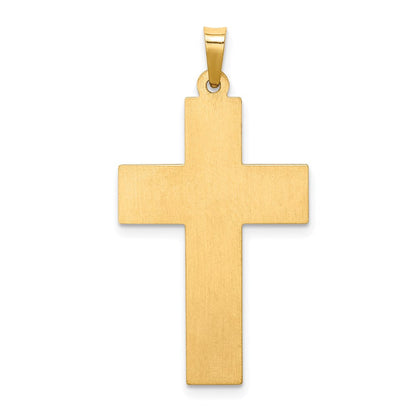 14K Gelbgold 14K Hohl Poliert Kordel Kante Lateinisch Kreuz
