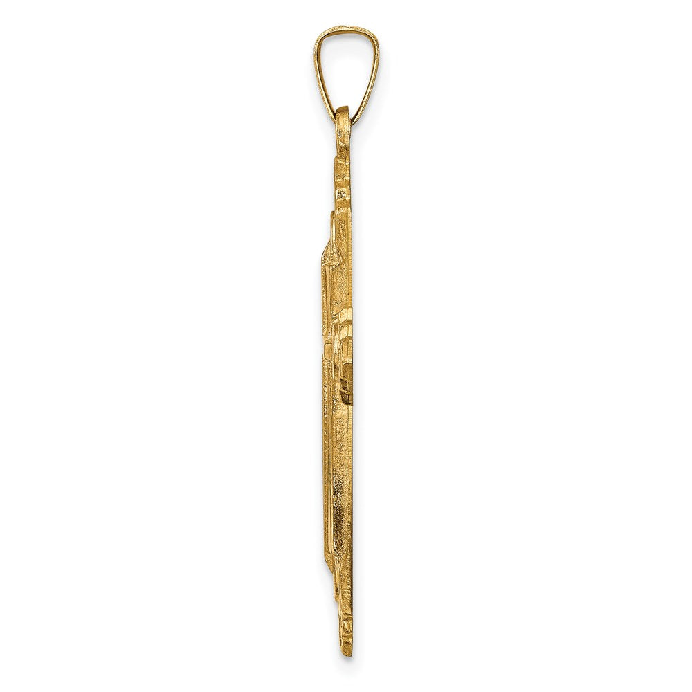 14K Gelbgold 14K Hohl Poliert Fleur De Lis Kreuz