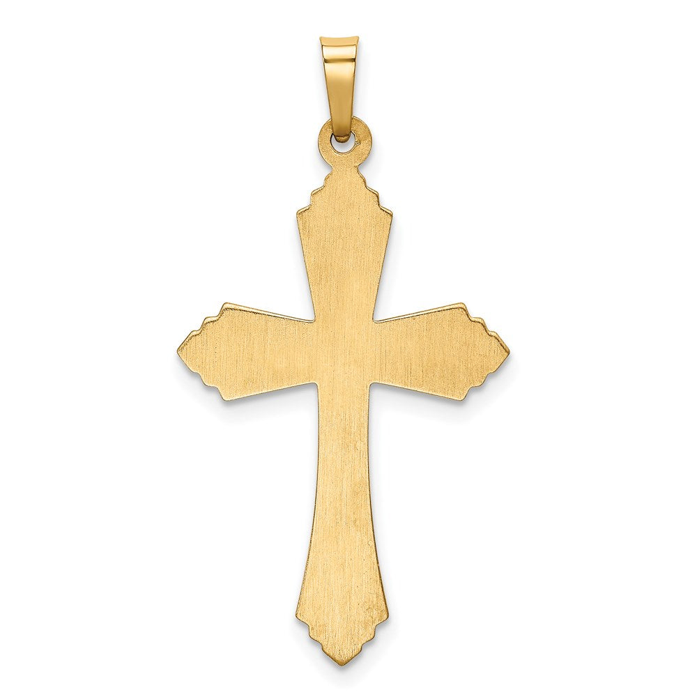 14K Gelbgold 14K Hohl Poliert Fleur De Lis Kreuz