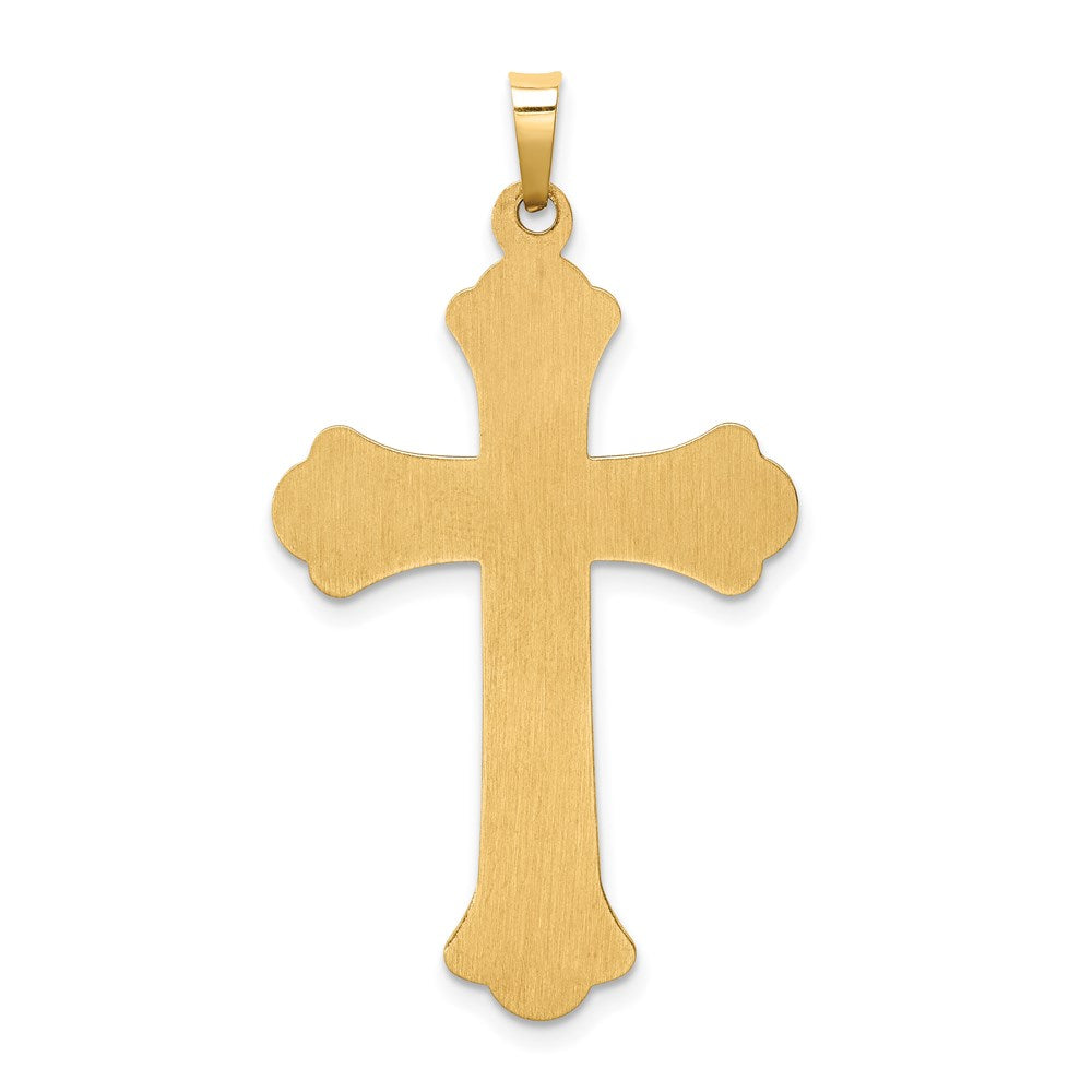 14K Gelbgold 14K Hohl Poliert Geflochten Fleur De Lis Kreuz