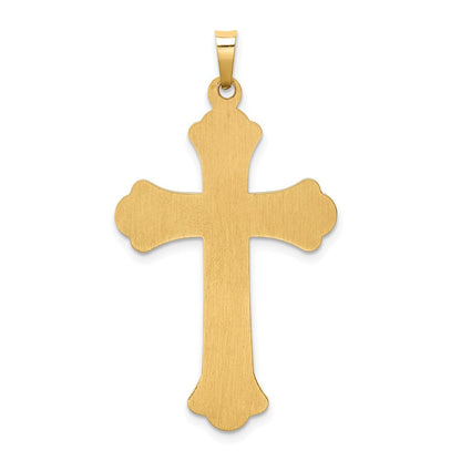 14K Gelbgold 14K Hohl Poliert Geflochten Fleur De Lis Kreuz