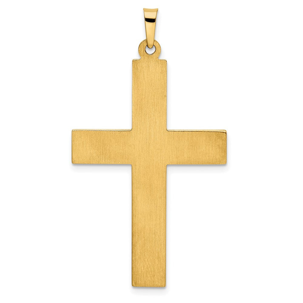 14K Gelbgold 14K Hohl Poliert Stripe Design Lateinisch Kreuz