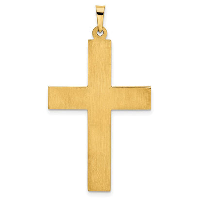 14K Gelbgold 14K Hohl Poliert Stripe Design Lateinisch Kreuz