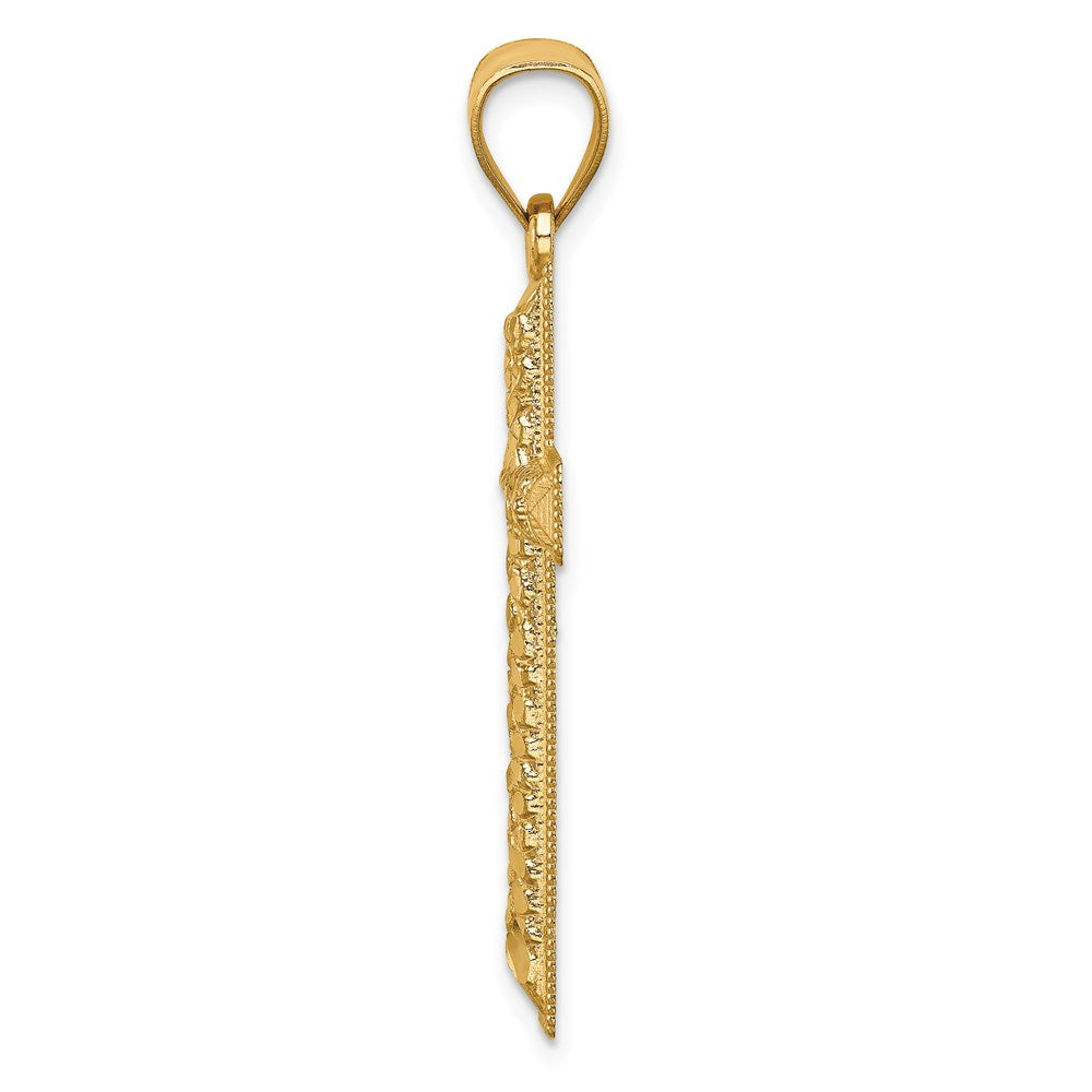 14K Gelbgold Kreuzanhänger, diamantiert