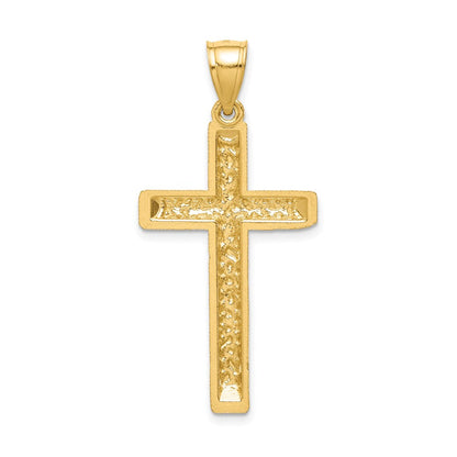 14K Gelbgold Kreuzanhänger, diamantiert