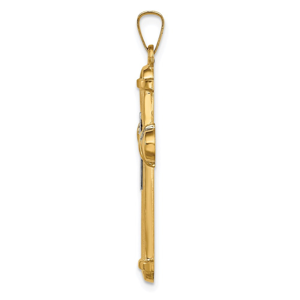 14K Bicolor 14K Bicolor Hohl Poliert Kreuz mit Mittig Kreuz