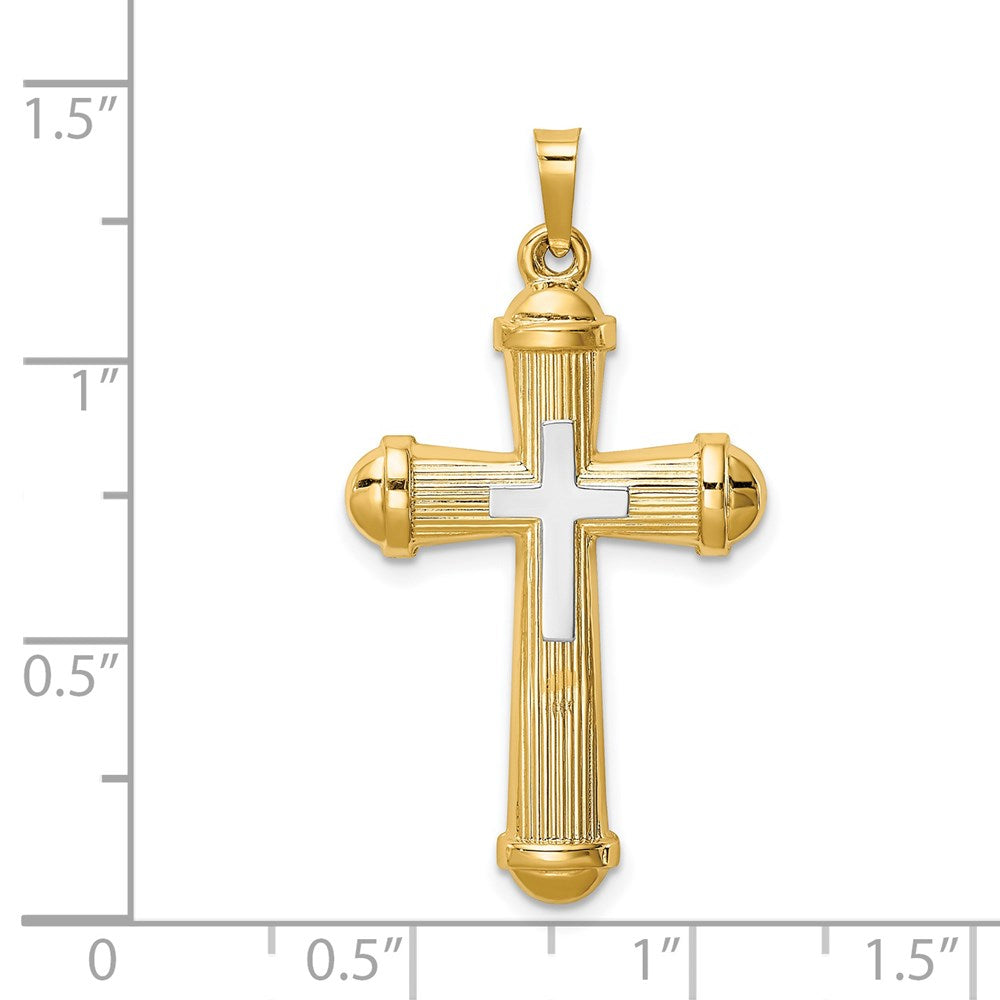 14K Bicolor 14K Bicolor Hohl Poliert Kreuz mit Mittig Kreuz