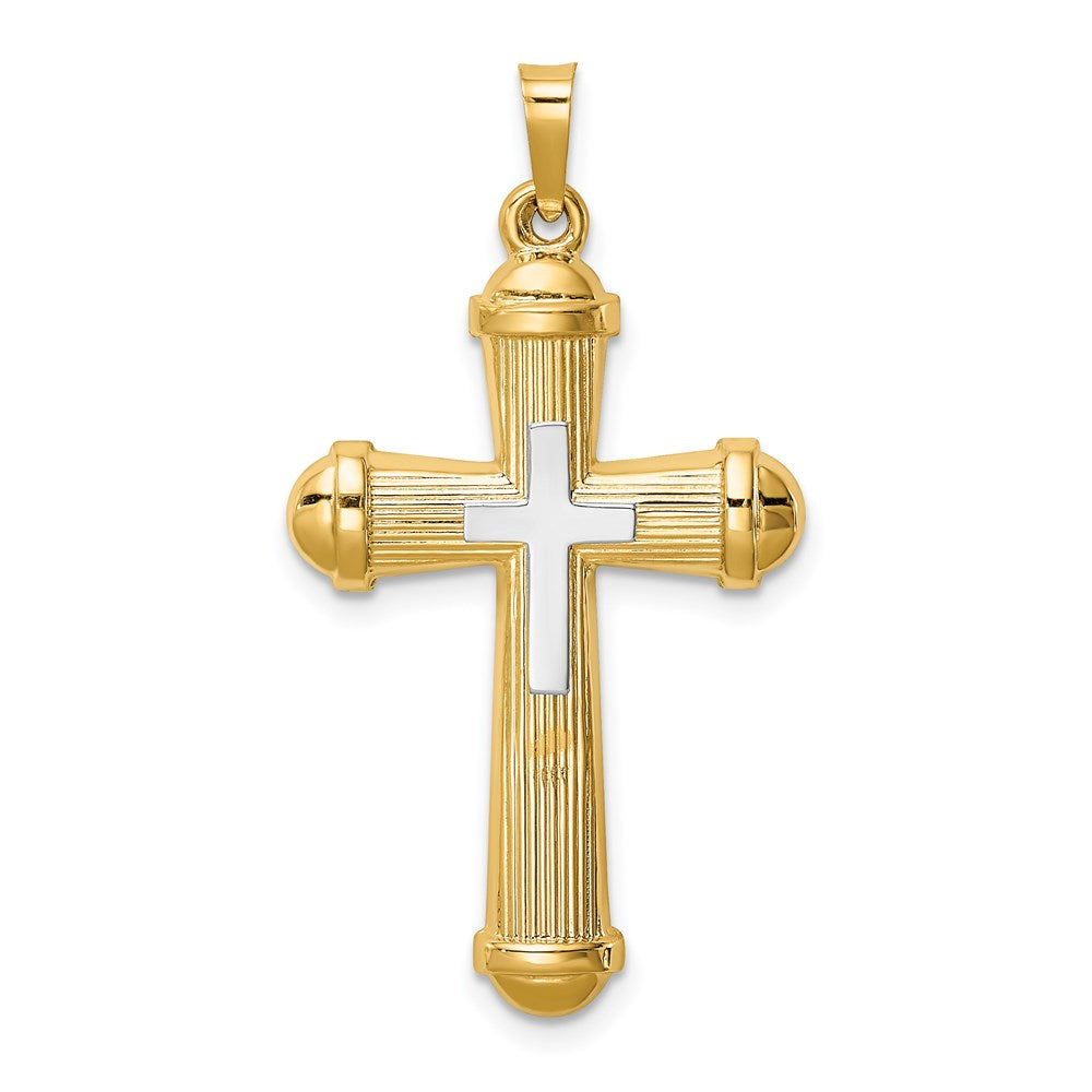 14K Bicolor 14K Bicolor Hohl Poliert Kreuz mit Mittig Kreuz