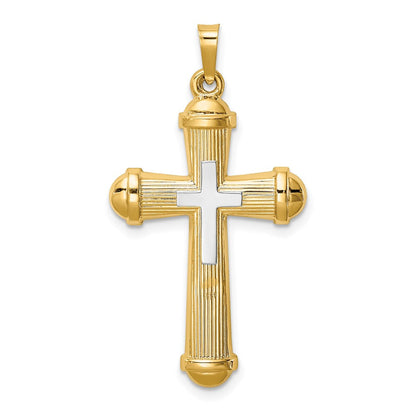 14K Bicolor 14K Bicolor Hohl Poliert Kreuz mit Mittig Kreuz