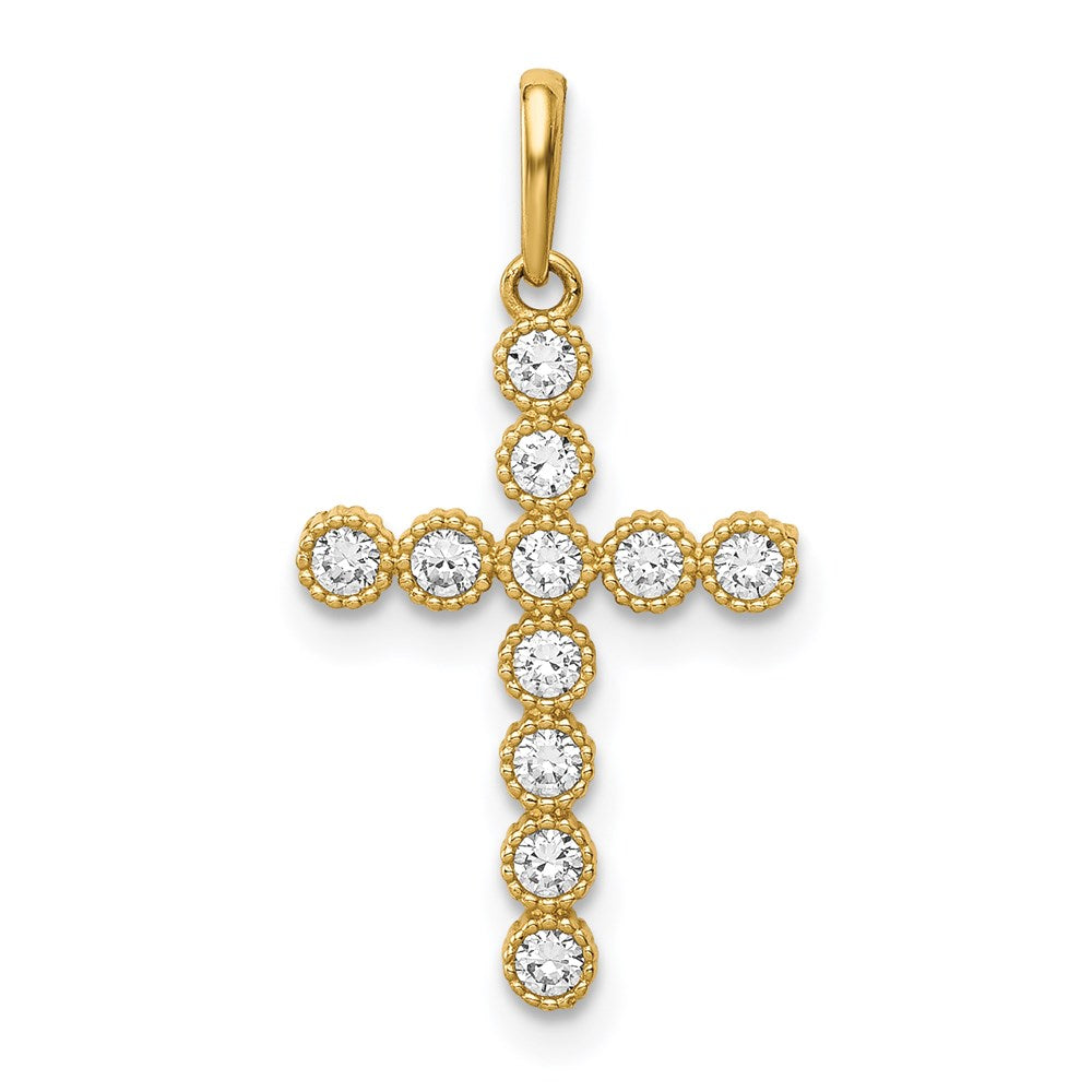 14K Gelbgold 14K Zirkonia Kreuz Anhänger