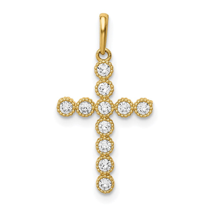 14K Gelbgold 14K Zirkonia Kreuz Anhänger