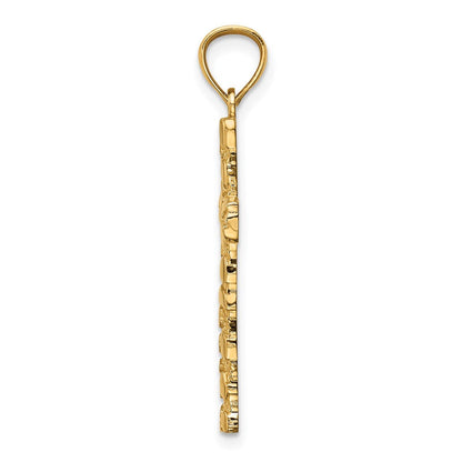 14K Gelbgold 14K Nugget Kreuz Anhänger