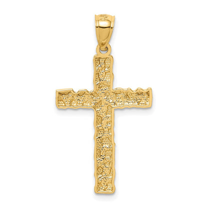 14K Gelbgold 14K Nugget Kreuz Anhänger