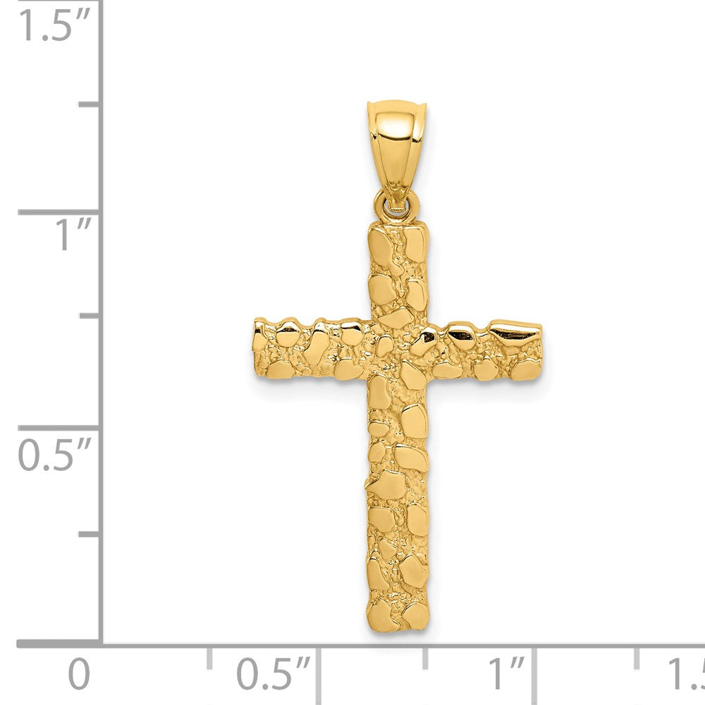 14K Gelbgold 14K Nugget Kreuz Anhänger
