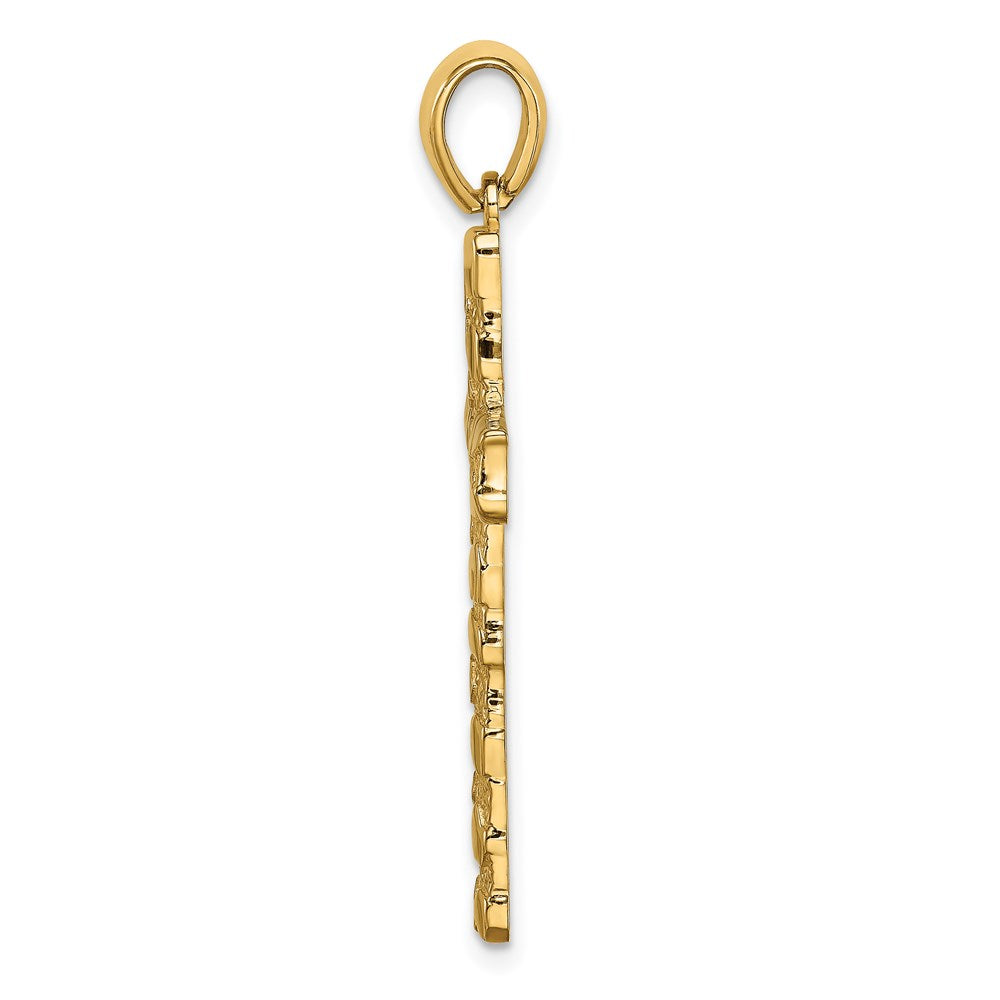 14K Gelbgold Nugget-Kreuz-Anhänger