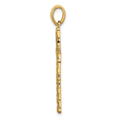 14K Gelbgold Nugget-Kreuz-Anhänger