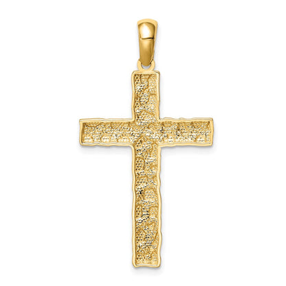 14K Gelbgold Nugget-Kreuz-Anhänger