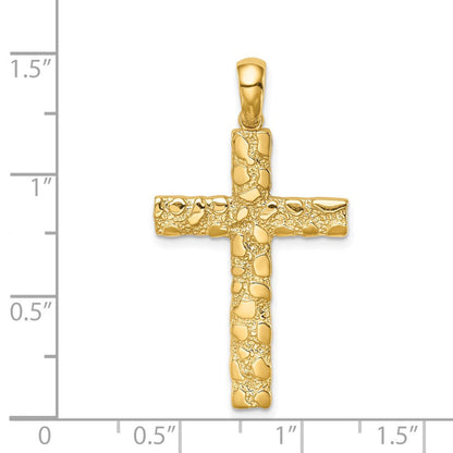 14K Gelbgold Nugget-Kreuz-Anhänger