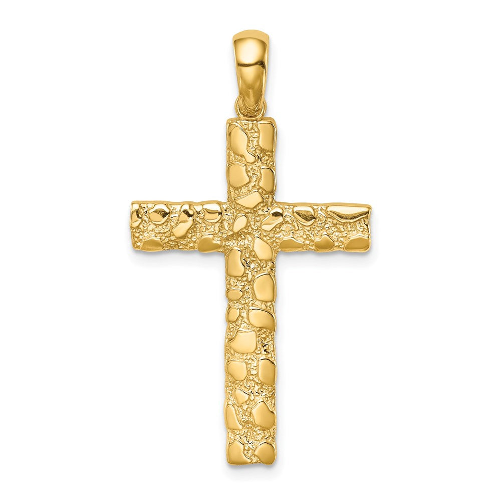 14K Gelbgold Nugget-Kreuz-Anhänger